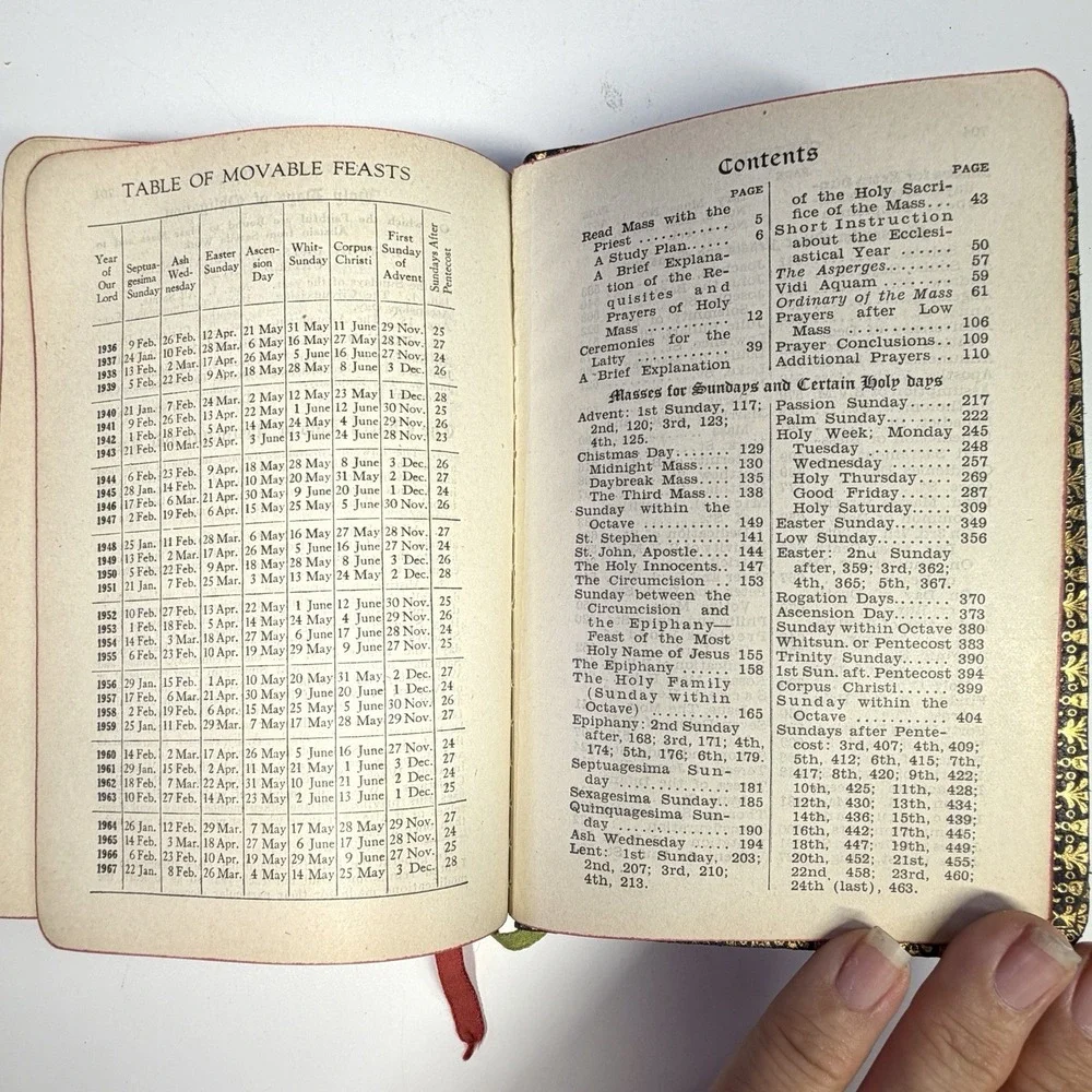 1937 The Sunday Missal Father Lasance Catholic Prayer Mass Book Benziger Vintage
